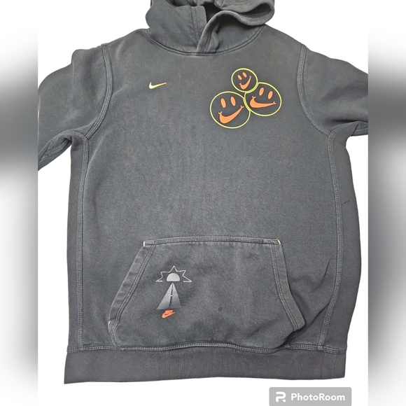Nike Boys Hoodie Pullover Sz XL Black Happy Face - Picture 2 of 8
